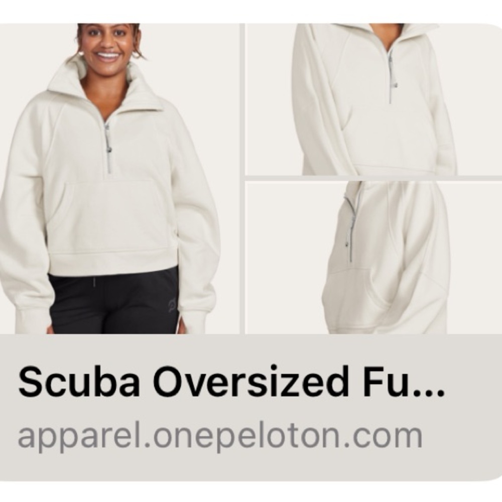 Peloton x Lululemon Scuba Oversized Funnel-Neck Half Zip, Bone, XS/S - Picture 3 of 4